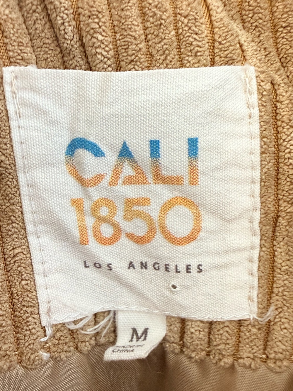 CALI 1850 Corduroy Cropped Puffer Vest Tan Beige Size M - Picture 2 of 11